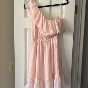 Feminine One-Shoulder Light Pink Dress